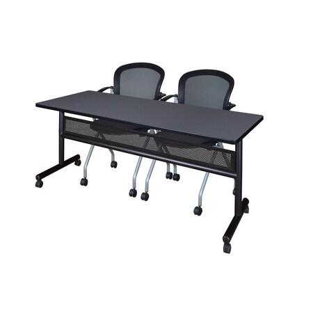 Kobe Rectangle FlipTop Table, 72" W, 29" H, Laminate Top, Gray MKFTM7224GY23BK